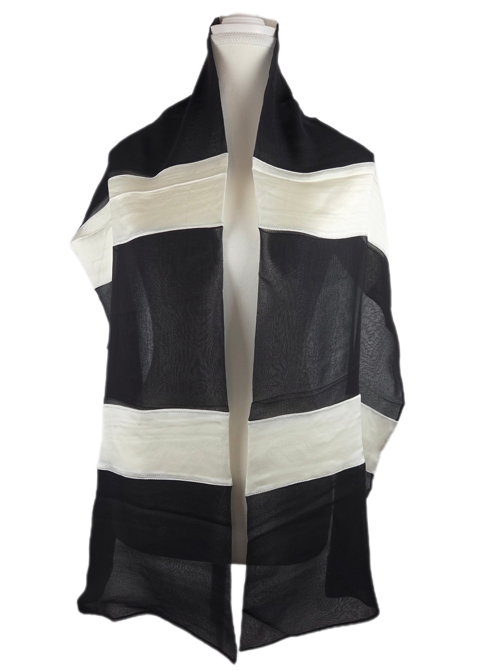 Vintage Giorgio Armani Black Label Silk Scarf - Borgonuovo 21 Striped Shawl Wrap